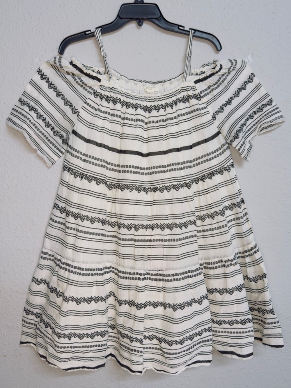 WORLD MARKET World Market Black and White Off-Shoulder Striped Backless Dress